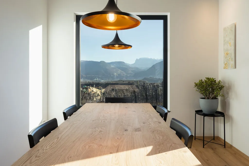 Dining area with mountain views