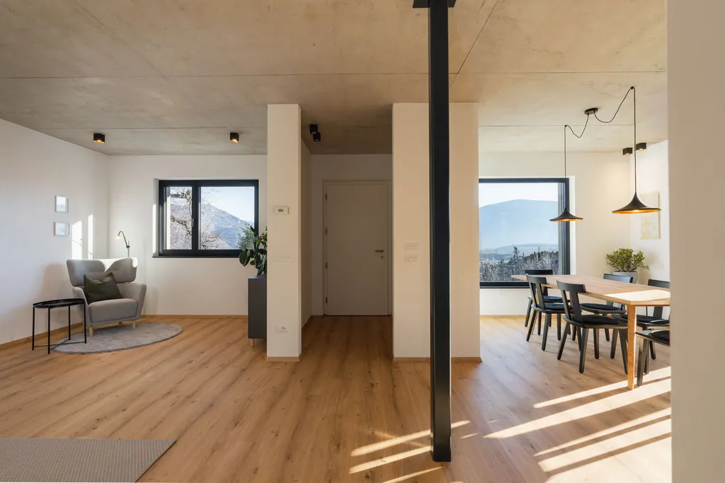 Living room with mountain views